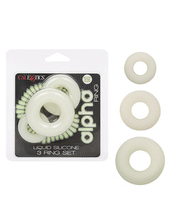 Alpha Liquid Silicone Glow in the Dark Cock Ring Set of 3