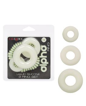 Alpha Liquid Silicone Glow in the Dark Cock Ring - Set of 3 - Featured Product Image