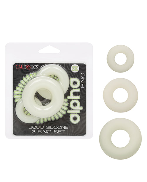 Alpha Liquid Silicone Glow in the Dark Cock Ring - Set of 3 - featured product image.