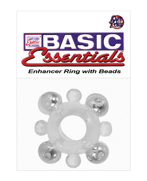 Pleasure Pro Enhancer Ring with Beads - Clear - featured product image.