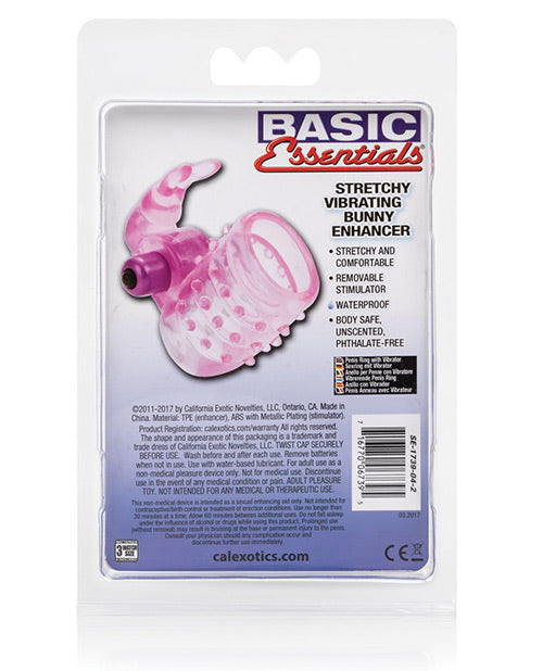 Potenciador de conejito vibratorio elástico Basic Essentials - Rosa Product Image.