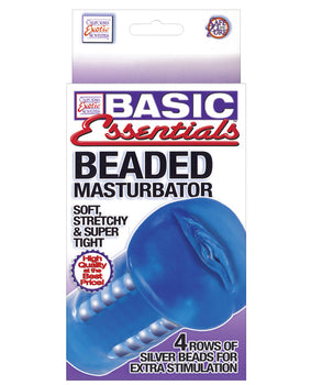 Basic Essentials Beaded Masturbator - Blue - Featured Product Image