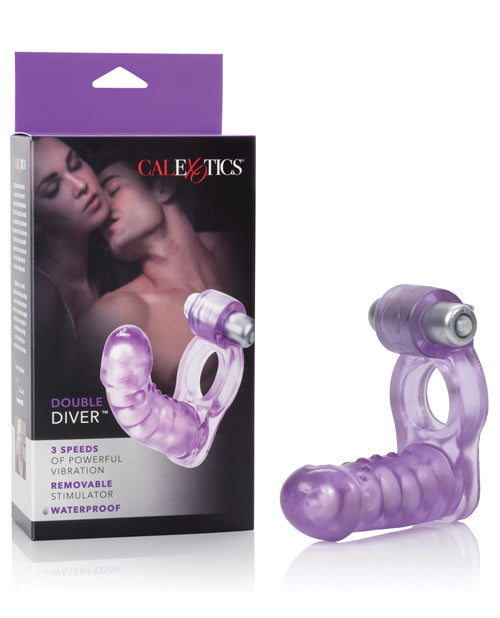 Double Diver Vibrating Enhancer w/Flexible Penetrator - Purple Product Image.