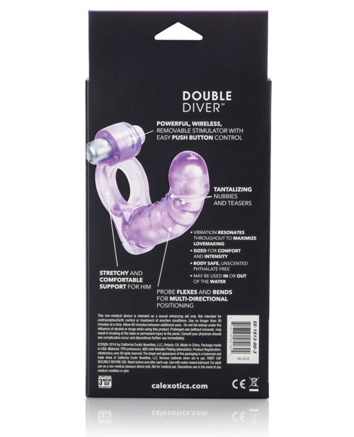 Potenciador vibratorio Double Diver con penetrador flexible - Púrpura Product Image.
