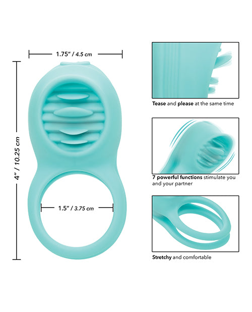 Couple's Silicone Rechargeable French Kiss Enhancer in Teal Product Image.