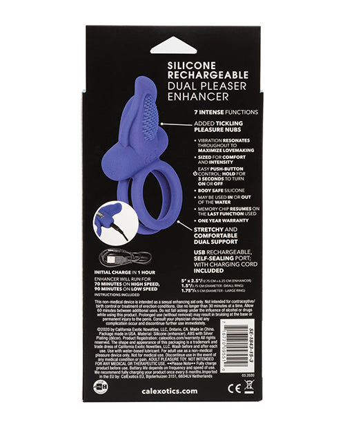 Couples Enhancers Silicone Rechargeable Dual Pleaser Enhancer - Blue Product Image.