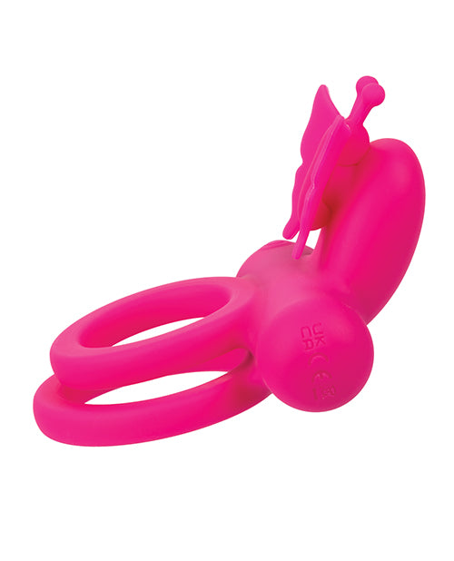 CalExotics Butterfly Dual Ring: 12 funciones de vibración, resistente al agua y recargable, mejora la intimidad y el placer Product Image.