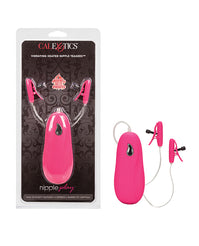 Pink Nipple Play Vibrating Heated Nipple Teasers centered on a white background - featured product image.