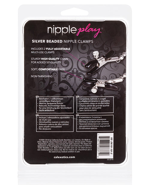Pinzas para pezones con cuentas plateadas Nipple Play Product Image.