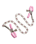 Pinzas para pezones con cadena de cristal rosa de Glamourous