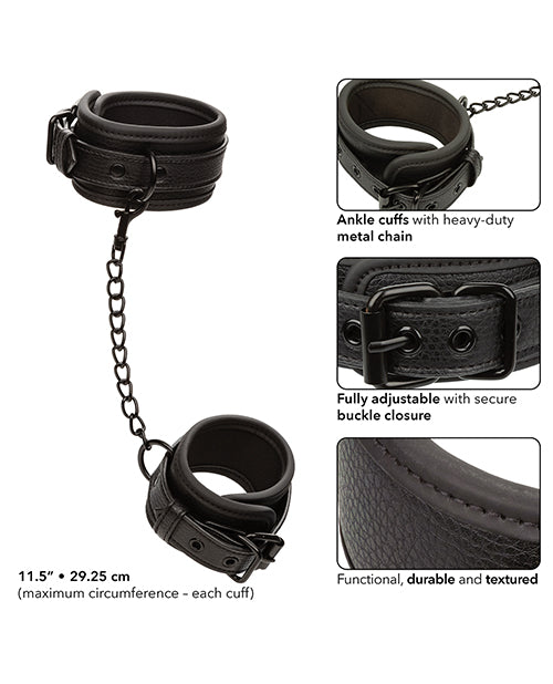 Nocturnal Collection Adjustable Ankle Cuffs in Black Product Image.