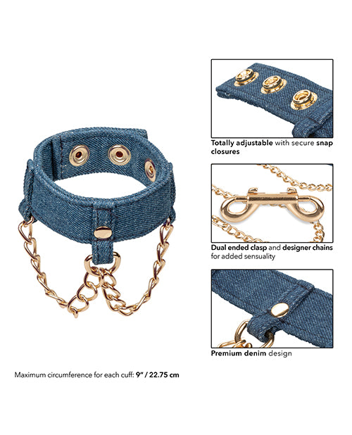 Ride 'Em Premium Denim Wrist Cuffs Product Image.