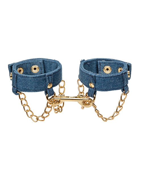 Ride 'Em Premium Denim Wrist Cuffs Product Image.