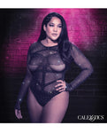 Radiance Plus Size Black Long Sleeve Rhinestone Body Suit