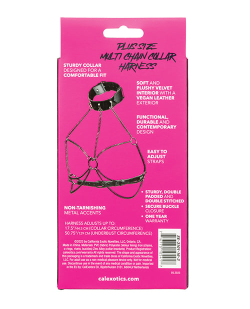 Euphoria Plus Size Chain Collar Harness: Bold & Comfortable Product Image.