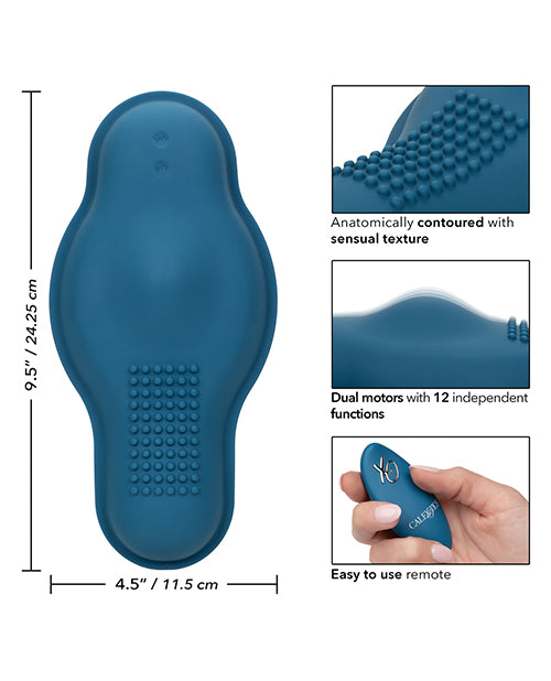 CalExotics Dual Rider Control remoto Bump &amp; Grind - Azul: Vibrador intenso de doble motor Product Image.