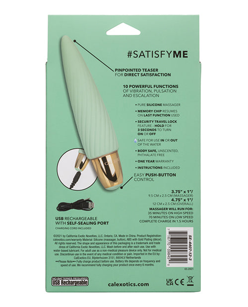 Slay #Satisfy Me - 綠色迷你子彈按摩器：10 種功能，USB 充電 Product Image.