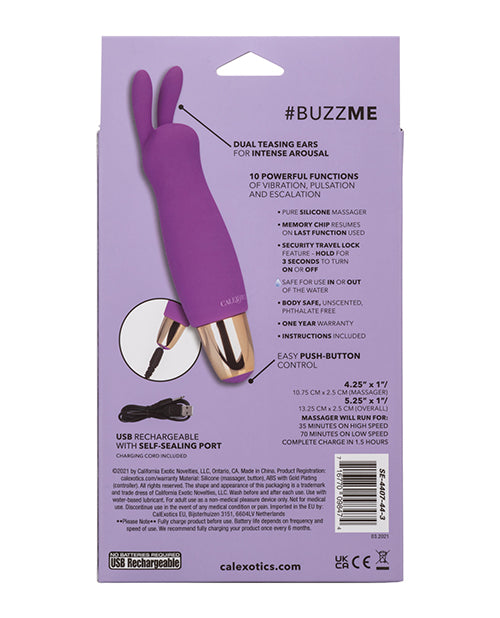 Slay #BuzzMe - Mini masajeador de conejo morado: tu compañero de placer de bolsillo Product Image.