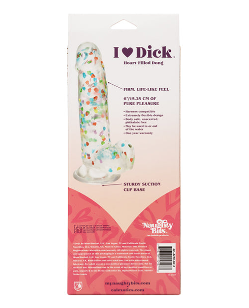 Naughty Bits I Love Dick Heart-Filled Dong - 6" Playful Pleasure Product Image.