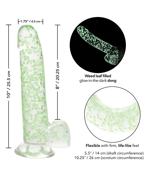 Naughty Bits® I Leaf Dick Glow-In-The-Dark Weed Leaf Dildo Product Image.