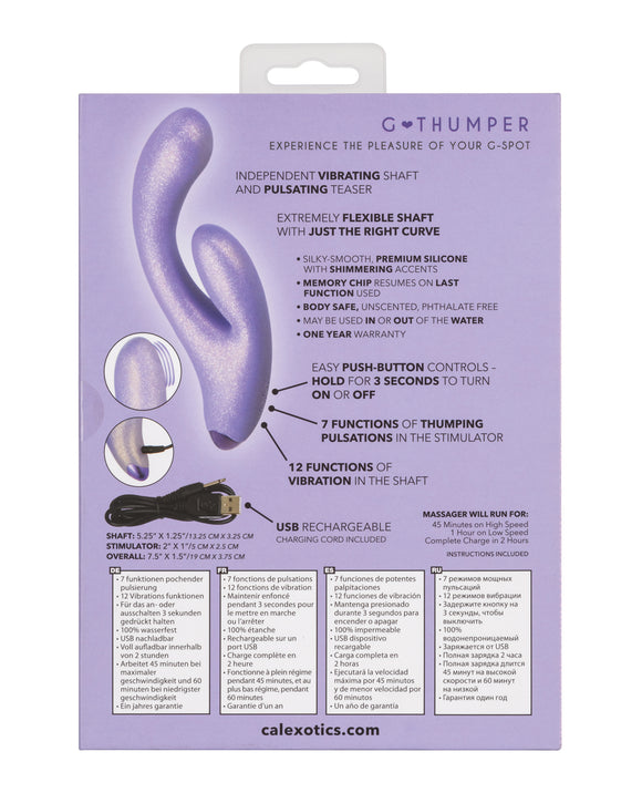 ¡Disfruta de la máxima estimulación dual con el lujoso G-Love G-Thumper en Sensational Purple! Product Image.