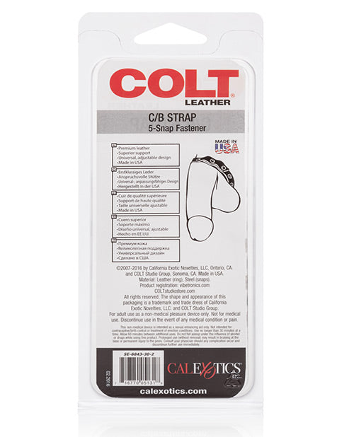 COLT Adjustable 5 Snap Leather Strap in Black: Elevate Your Desires Product Image.