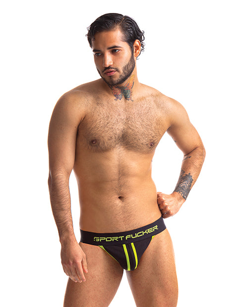 Sport Fucker Jersey Jock - Embrace Comfort and Style in XXL Black/Black Product Image.