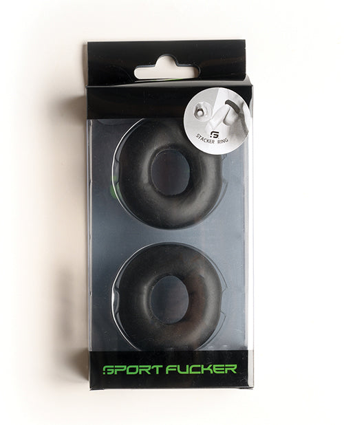 Sport Fucker Black Stacker Rings: Customisable Pleasure Product Image.