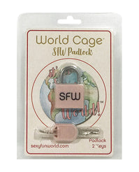 World Cage SFW Padlock w/2 Keys - Exquisite Security Awaits centered on a white background - featured product image.