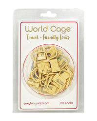 World Cage Travel Friendly Locks - 20 Pack Plastic Locks centered on a white background - featured product image.