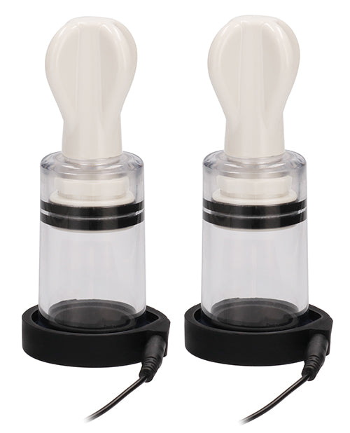 Clear Electroshock Nipple Suckers: Customisable Electric Stimulation Product Image.