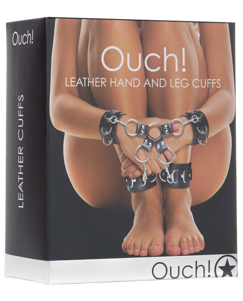 Shots Ouch Leather Hand & Leg Cuffs - Unleash Your Desires Product Image.