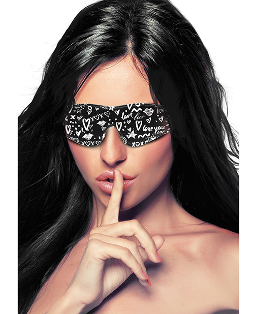 Shots Ouch Love Street Art Fashion Eye Mask - Black Product Image.