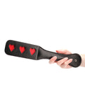 Shots Ouch Hearts Black Leather Paddle