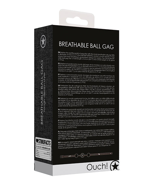 Shots Ouch Breathable Denim Ball Gag 🖤 Product Image.