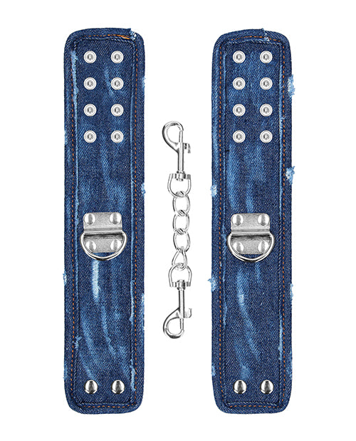 Shots Ouch Denim Handcuffs: The Fashionable Touch to Your Intimate Adventures Product Image.