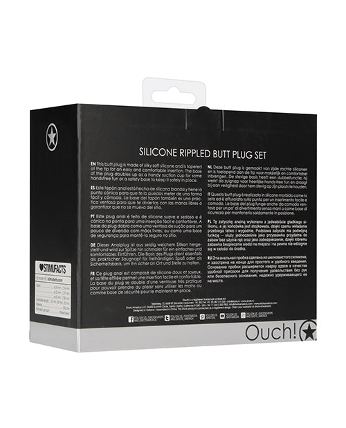 Elevate Your Intimacy with the Shots Ouch Rippled Butt Plug Set Product Image.