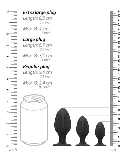 Shots Ouch 鑽石形黑色肛塞套裝 Product Image.