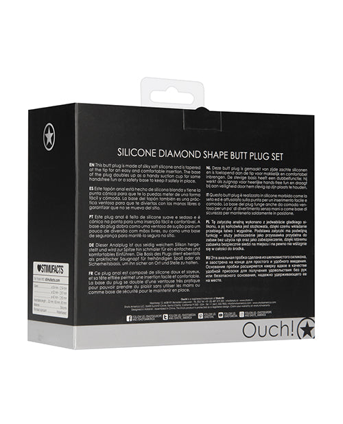 Shots Ouch Diamond Shape Black Butt Plug Set Product Image.