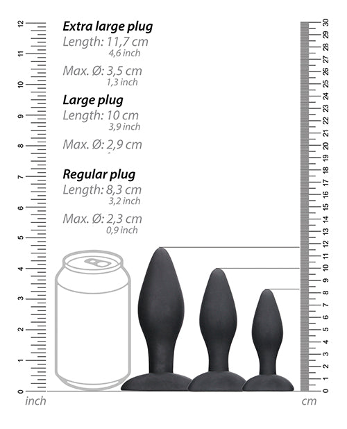 Shots Ouch Apex Butt Plug Set - Luxury Silicone Trio Product Image.