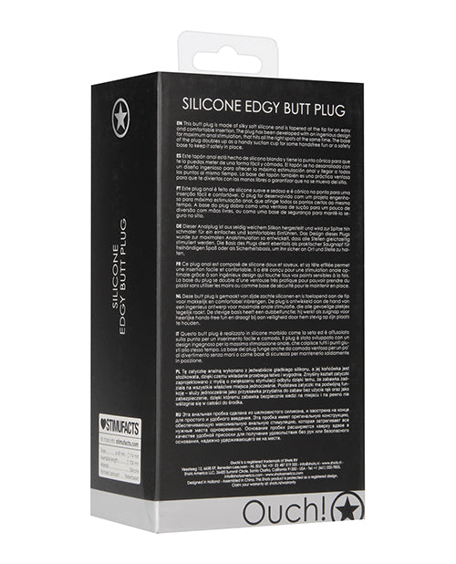 Shots Ouch Edgy Black Silicone Butt Plug - Premium Pleasure Product Image.