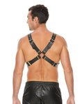 Men's Adjustable Black Leather Harness with Large Buckles