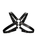Men's Adjustable Black Leather Harness with Large Buckles