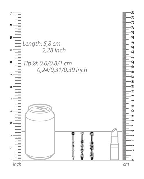 Shots Ouch Urethral Sounding Metal Plug Set - 58mm: Sensory Stimulation Kit 🌟 Product Image.