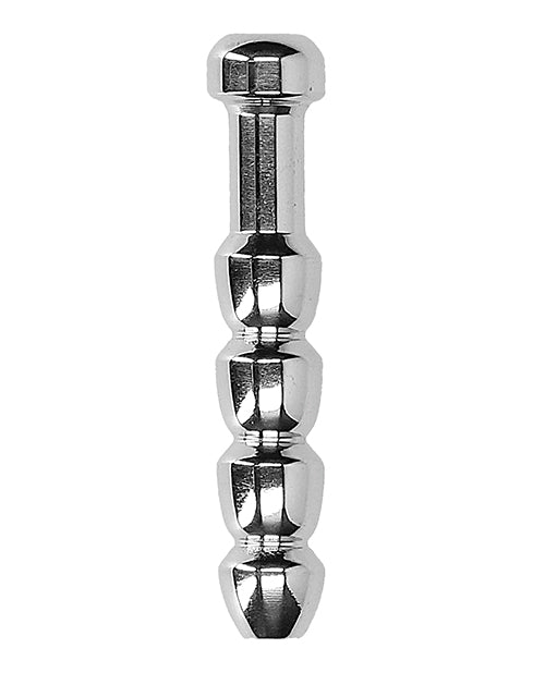 9mm Ribbed Stainless Steel Urethral Plug Product Image.