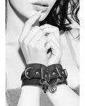 Shots Ouch Black & White Leather Cuffs - Elegant Bondage Bliss