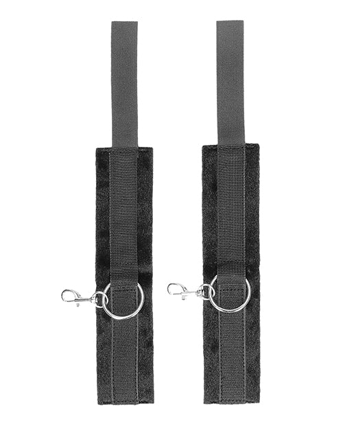 Shots Ouch Black & White Velcro Hand/Ankle Cuffs: Embrace the Art of Bondage Product Image.