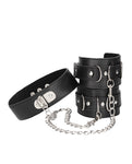 Shots Ouch Black & White Bonded Leather Collar with Hand Cuffs