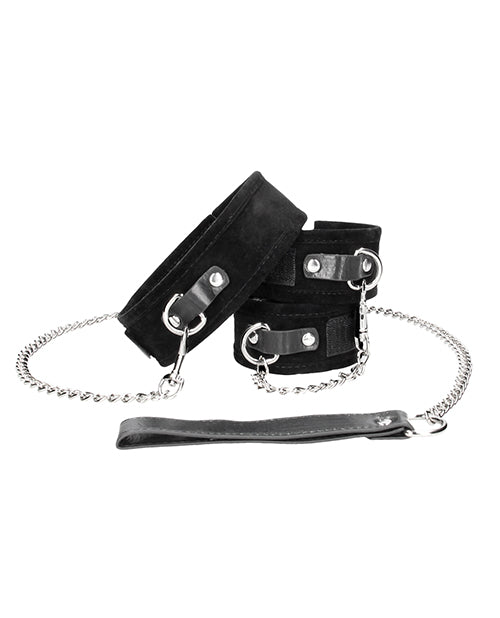 Shots Ouch Black & White Collar with Handcuffs: Secure Your Passion Product Image.