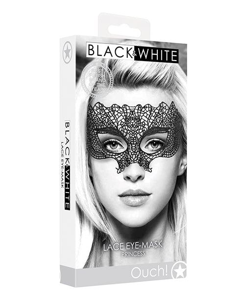 Shots Ouch Black & White Lace Eye Mask Product Image.